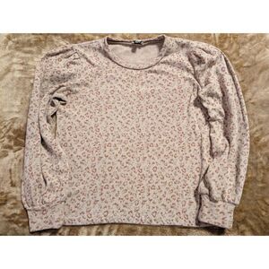 Women's J. Crew Leopard Print Puff Sleeve Cloudspun Sweatshirt, XS, Neutral Beig